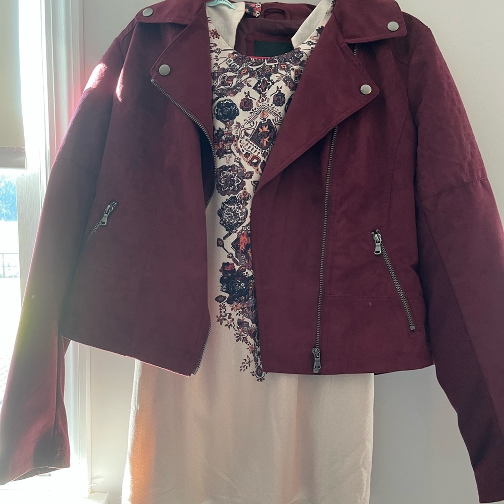 Maurices Deep Red Leather Jacket with matching tank